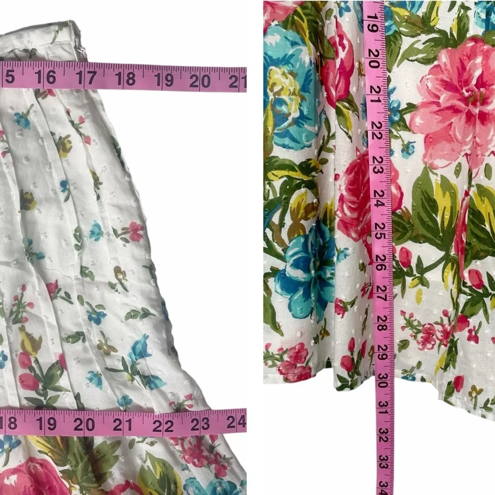 JM Collection 100% Cotton Floral Skirt Size 12 Flowers Girly Feminine Classic